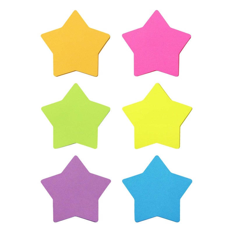 SIMONA Star Shape Sticky Notes 6 Color Bright Colorful Sticky Pad 75 Sheets/Pad Self-Sticky Note Pads (6 Pads) - Image 1